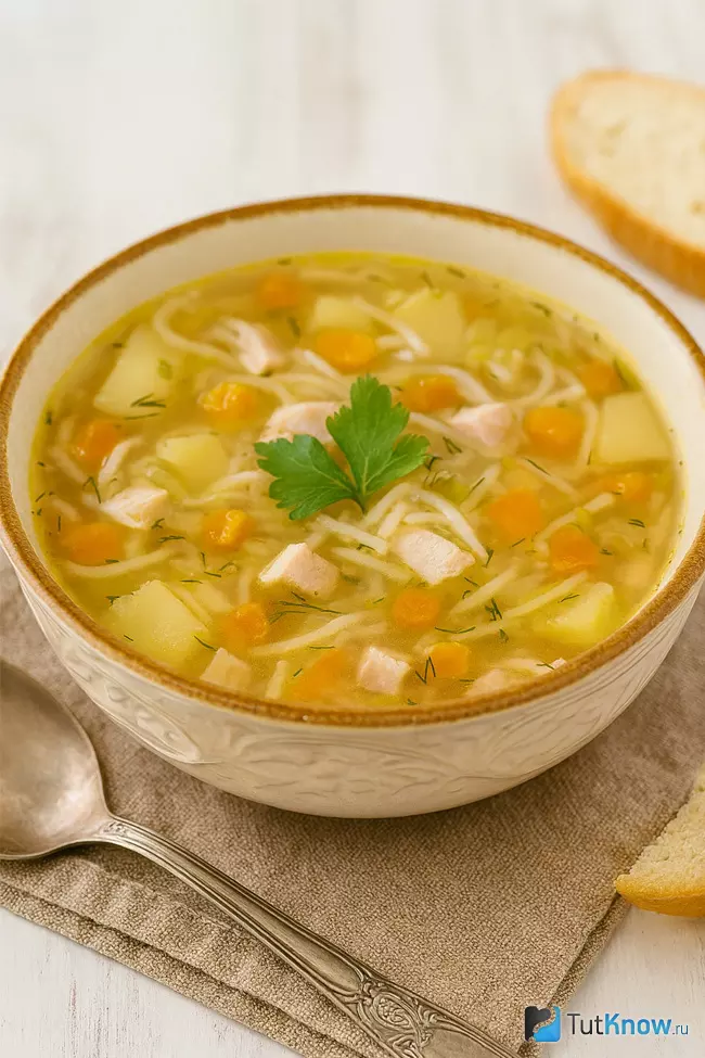 Куриный суп с лапшой и картошкой