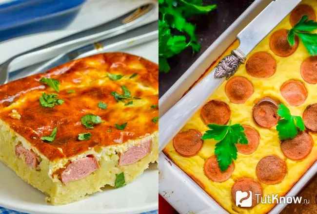 Картофельная запеканка с сосисками в духовке