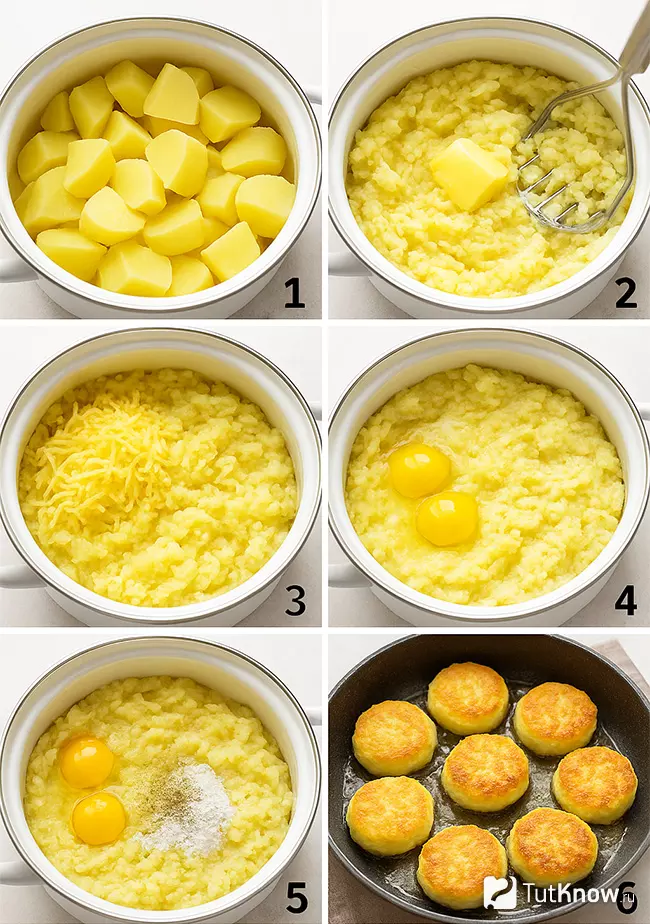 Пошаговый рецепт биточков из картофельного пюре с сыром