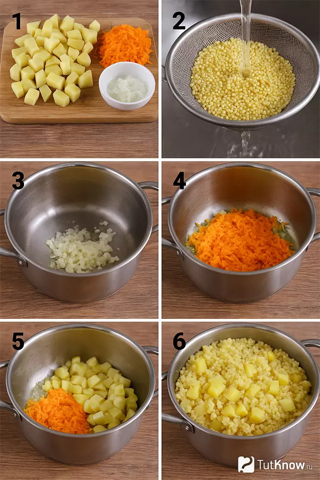 Пошаговый рецепт пшеничной каши с картофелем