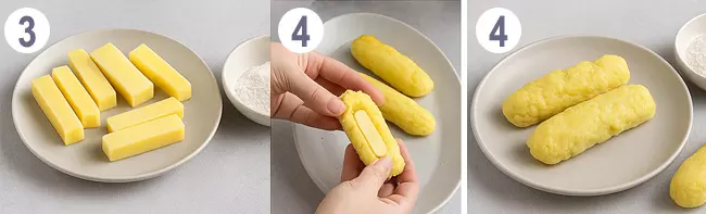 Шаг 3-4 - картофельные палочки с сыром