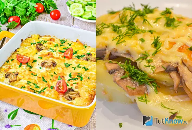 Картофельная запеканка с грибами и сыром