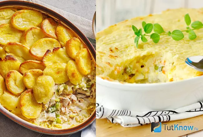 Картофельная запеканка с рыбой в духовке