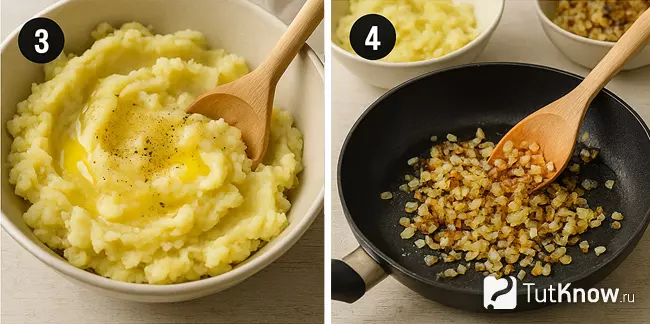 Шаг приготовления кыстыбыя с картошкой 3-4