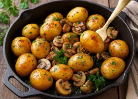 Молодой картофель с грибами