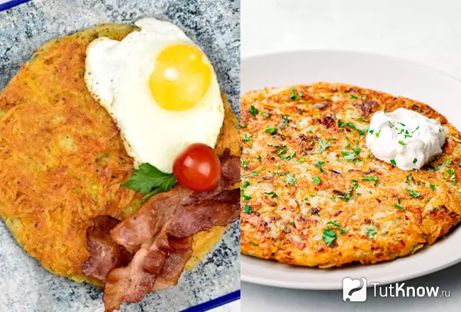 Подача решти в Швейцарии с яйцом и беконом