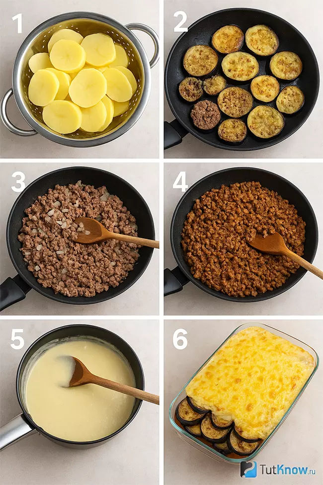 Пошаговый рецепт мусаки по-гречески с картофелем и баклажанами