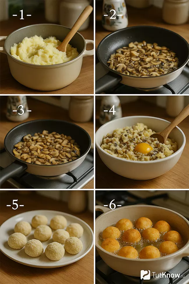 Пошаговый рецепт картофельных крокетов с грибами