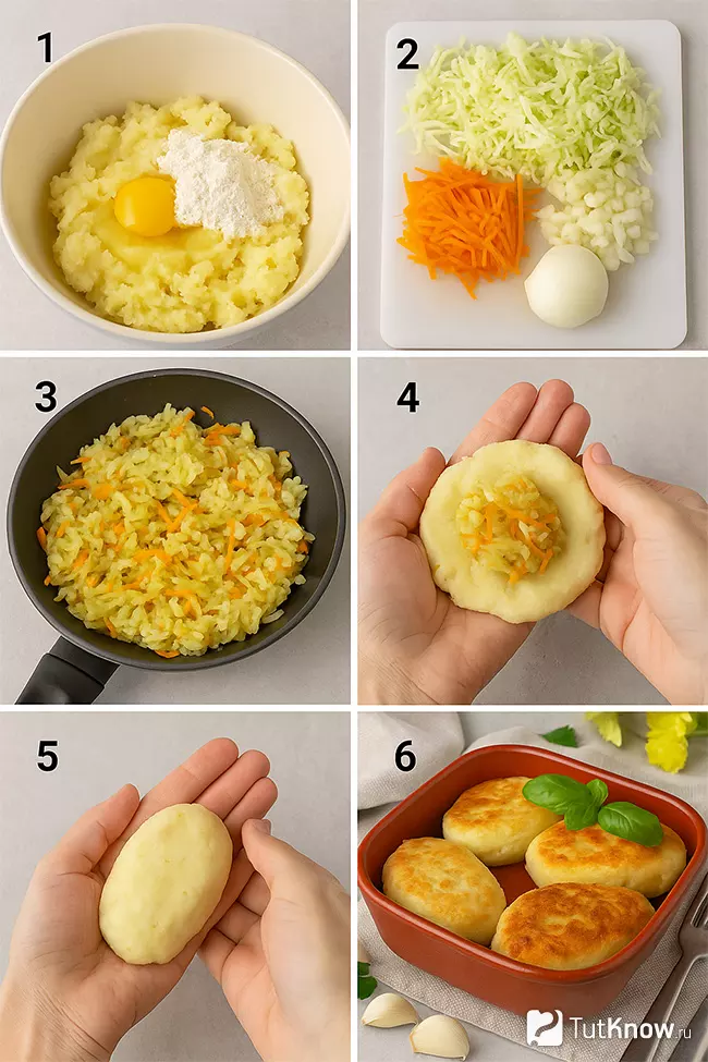 Пошаговый рецепт картофельных зраз с капустой