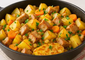 Жареный картофель с мясом по-чувашски