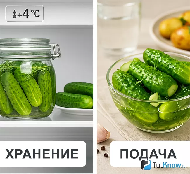Хранение и подача огурцов быстрого засола