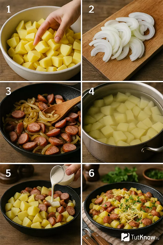 Пошаговый рецепт картофеля с копчёностями