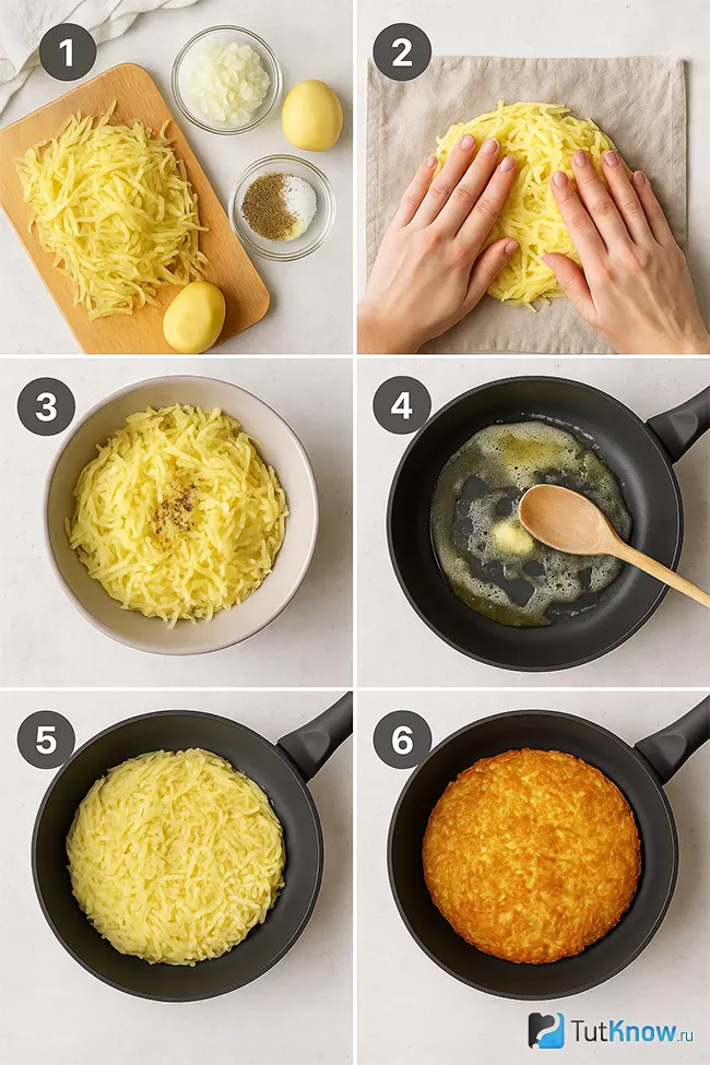 Пошаговый рецепт классического решти из картофеля по-швейцарски