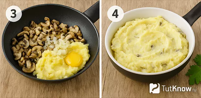 Пошаговый рецепт картофельных котлет с грибами шаг 3-4