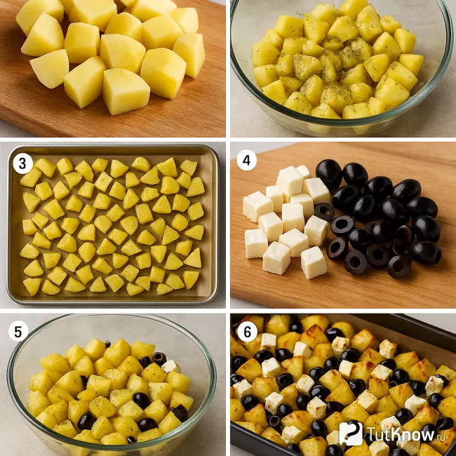 Пошаговый рецепт картофеля по-гречески с оливками и фетой