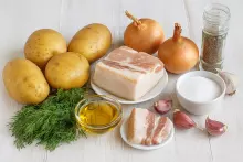 Ингредиенты для картофеля с салом