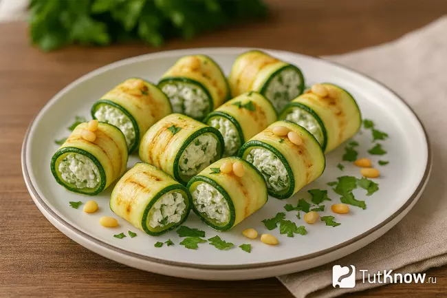 Рулетики из цукини с рикоттой и зеленью