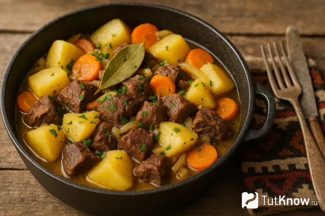 Рецепт картофеля с олениной на сковороде