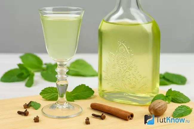 Домашний мятный ликер с корицей и мускатным орехом