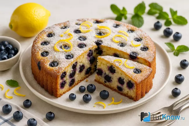 Пирог на сметане с чёрной смородиной и цедрой лимона