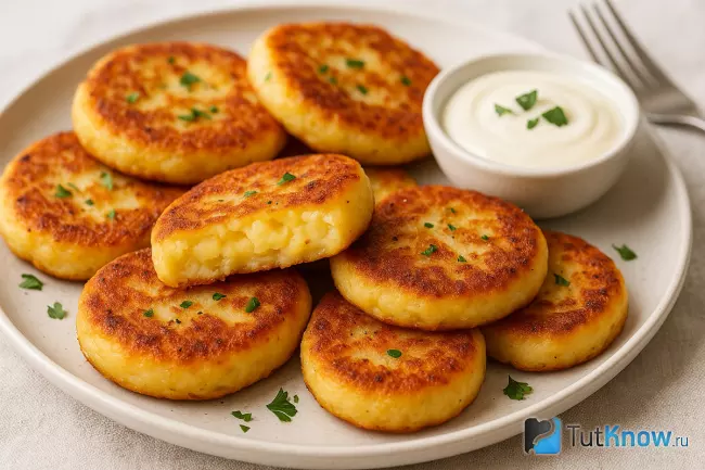 Рецепт лепешек из картофельного пюре и сыра