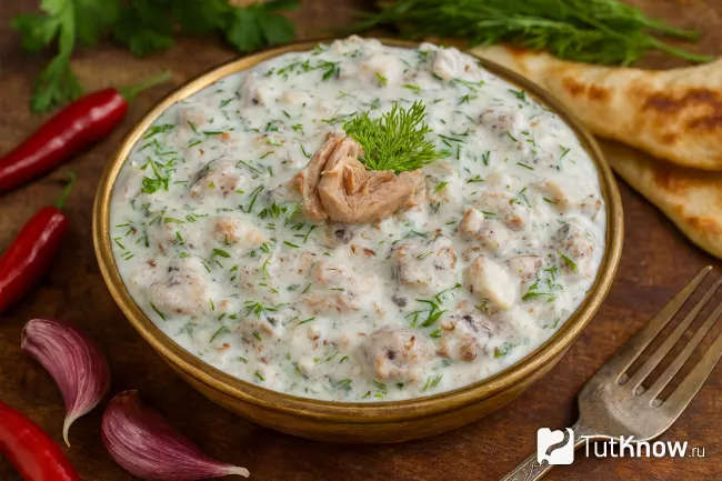 Соус цахтон с грецкими орехами и говядиной