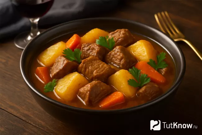 Картофель с мясом по-домашнему в кастрюле
