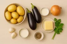 Ингредиенты для картофельной запеканки с баклажанами