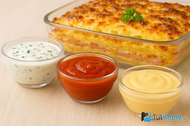 Соусы для картофельной запеканки с ветчиной