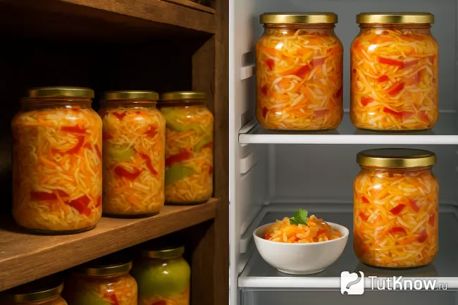Хранение капусты с морковью в банках в подвале