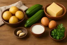 Ингредиенты для картофельной запеканки с кабачками