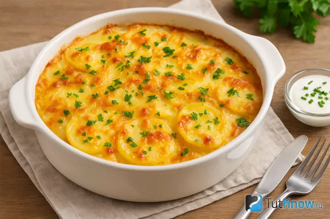 Простой рецепт картофельной запеканки с сыром