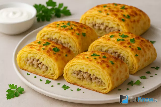 Рецепт картофеля с фаршем в лаваше