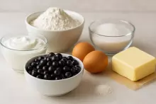 Ингредиенты для пирога с чёрной смородиной