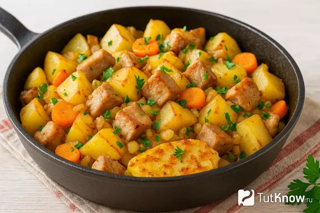 Рецепт жареного картофеля с мясом по-чувашски
