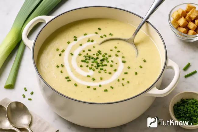 Французский крем-суп из картофеля и лука Вишисуаз