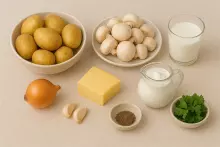 Ингредиенты для картофеля с грибами в горшочках