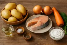 Ингредиенты для картофеля с рыбой