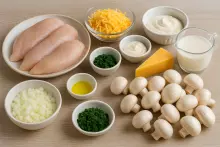 Ингредиенты для куриных рулетиков с грибами