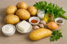 Ингредиенты для картофеля с сыром и сметаной
