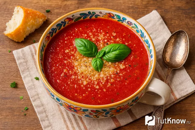 Томатный суп-пюре - вкусный рецепт с пармезаном сверху