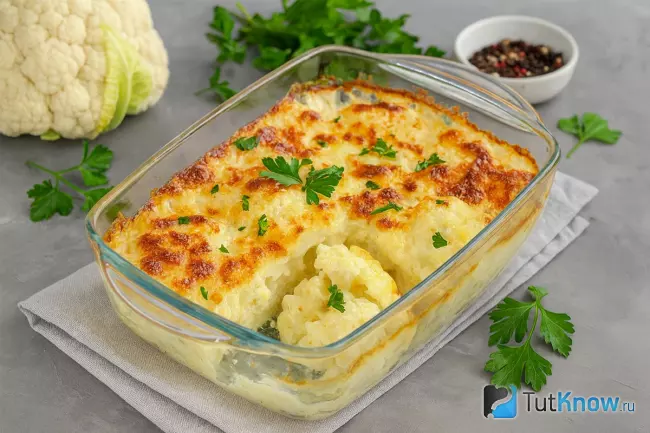Рецепт запеканки из цветной капусты с сыром чеддер