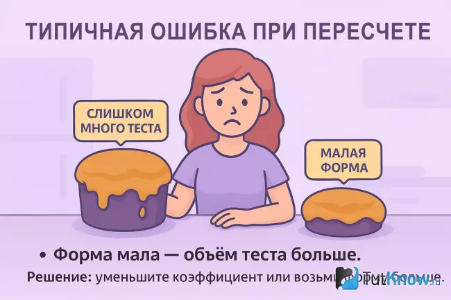 Ошибка при пересчёте ингредиентов для торта на другую форму