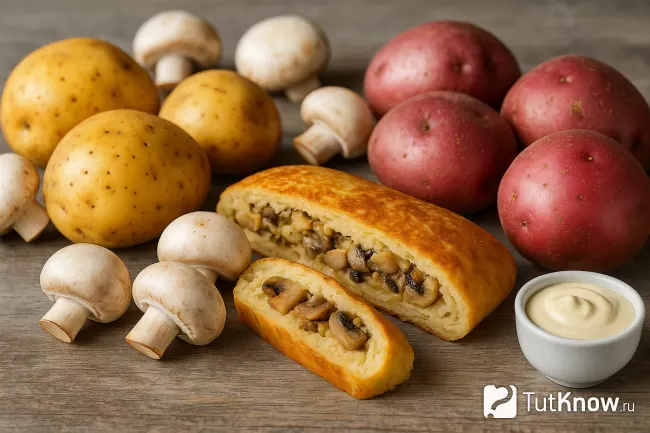 Выбор картофеля и грибов для рулета