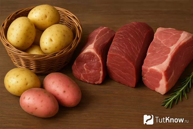 Выбор мяса и картофеля для азу по-татарски