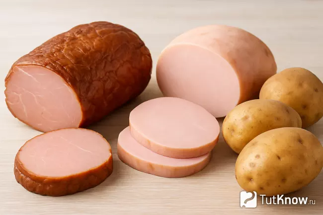 Ветчина и картофель для запеканки