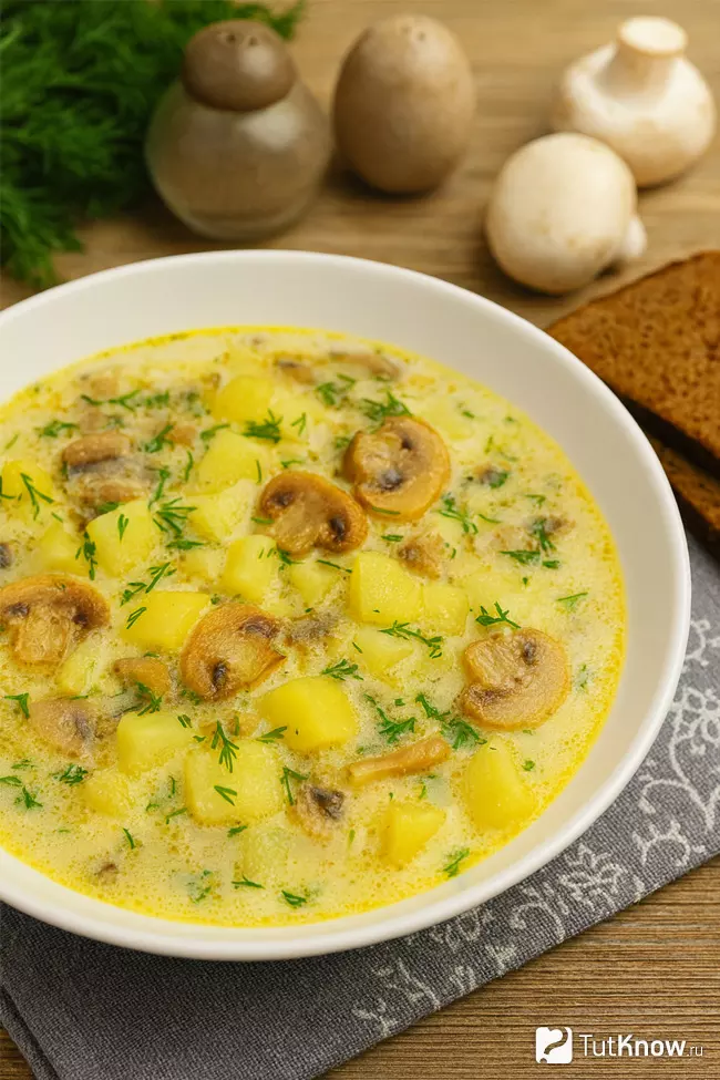 Рецепт грибного супа с картошкой и сметаной