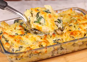 Мак энд чиз с курицей и шпинатом по-итальянски
