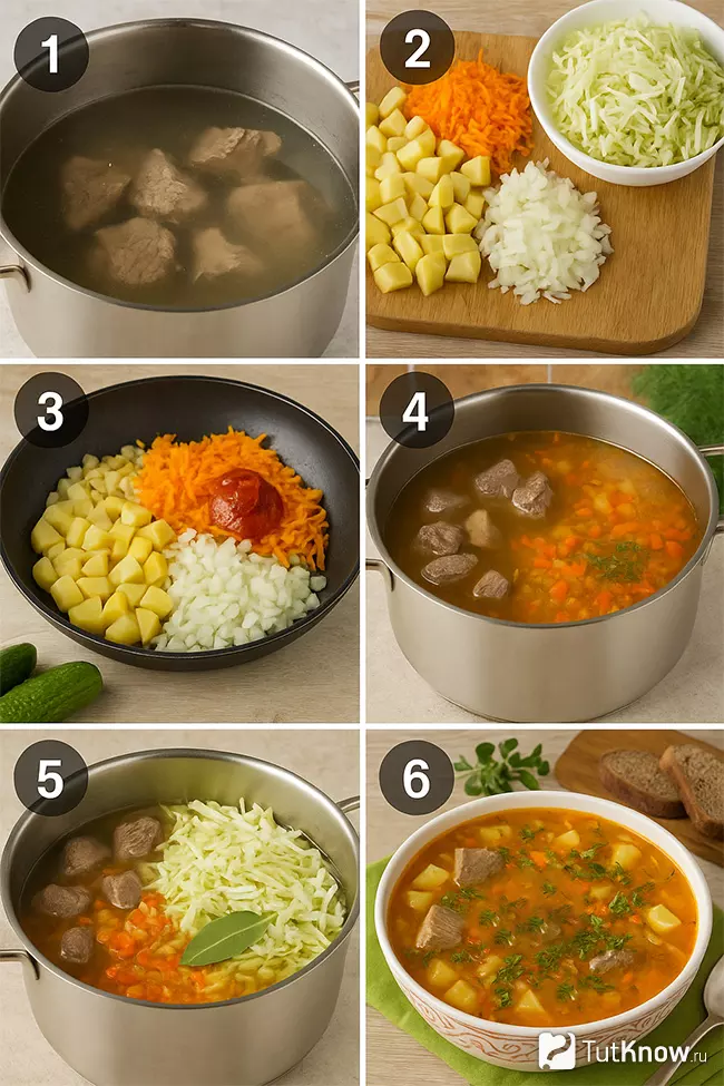 Пошаговое приготовление щей из свежей капусты и картофеля