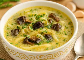 Суп с сушёными грибами и лапшой